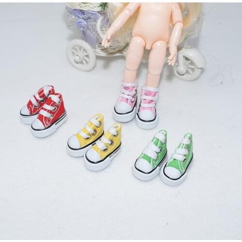 9 pair Mini Doll Shoes BJD Doll Accessories Shoe Sneakers Candy Color Girls Handsome Toys 3.5cm High Top Canvas Cute Lovely 1/8