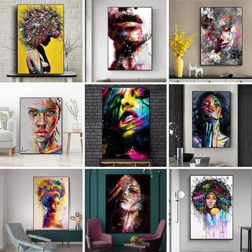Abstract Graffiti Art Woman Face Canvas Painting Posters and Prints Street Wall Art Picture Cuadros Home Decoration Room Decor