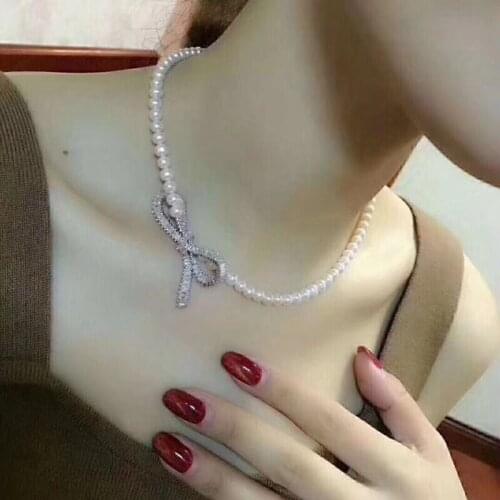 Free shipping elegant 9-10mm round white pearl necklace 18inch
