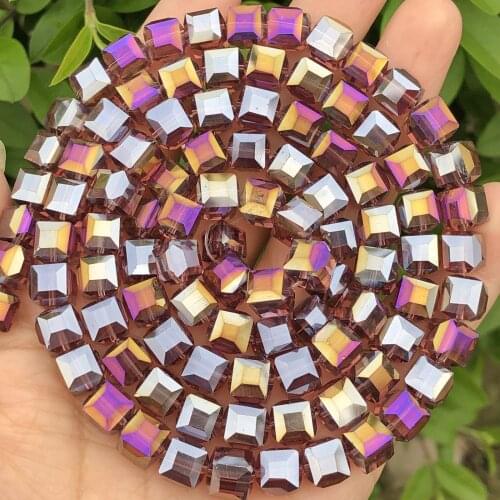 Upscale Purple Multicolor Cube Austrian Crystal Loose Square Glass Beads For Jewelry Making DIY Accessories Findings Wholesale