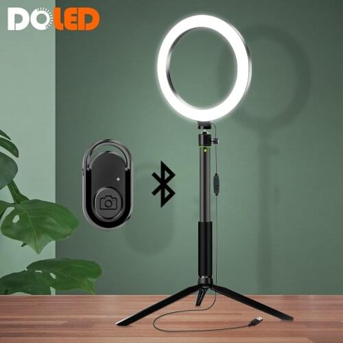 LED Selfie Ring Light Photographic Lighting Ringlight with Circle Lamp Bluetooth Shutter Tripod stand for Live Streaming Video