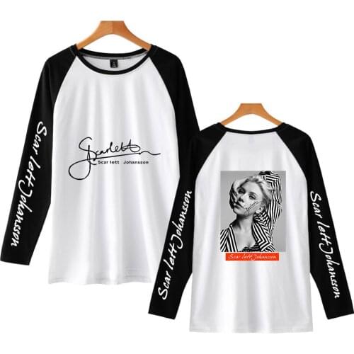 Girl T-shirt Patchwork Scarlett Johansson star printed Slim Fit Knittwear Mens Long Sleeve Tshirts Fitness stranger things