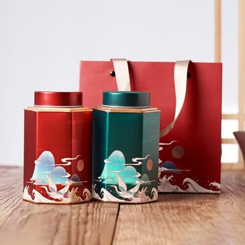 Exquisite Tinplate Tea Box Candy Cans with Internal Sealing Lids and High-end Gift Bags Suitable for Tea, Candy, Tea Match, Coff