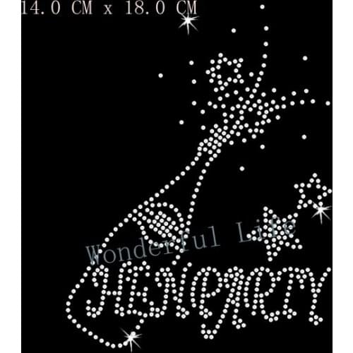 A quality Wonderful Life hen party with wine hot fix rhinestone Crystal Motif Transfer Design Iron On free shipping