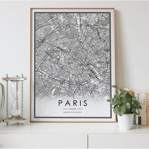 PARIS city map Nordic Living Room Decoration Canvas Poster Modern Home Decor Art Print Painting
