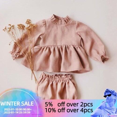 Princess Baby Girls Clothes Sets Spring Autumn Linen Cotton Girls Blouse + Bottom Shorts 0-2 Y Baby Girl Clothing Outfits