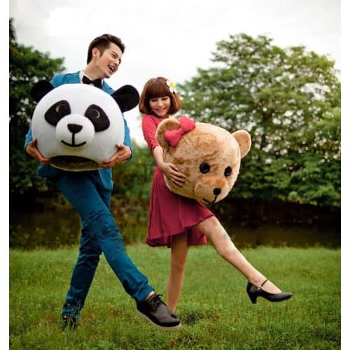 Wedding Chinese Panda Teddy Bear Heads Mascot Costume Suits Cosplay Party Game Dress Outfits Clothing Advertising Halloween