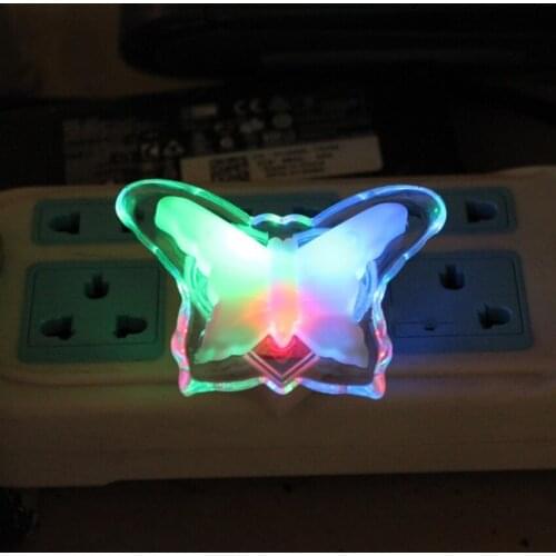 Creative Butterfly Shape Plug-in Lamp Colorful LED Night Light Bedroom Toilet Stairs Lighting Decor 1W Emergency Lights 120-250V
