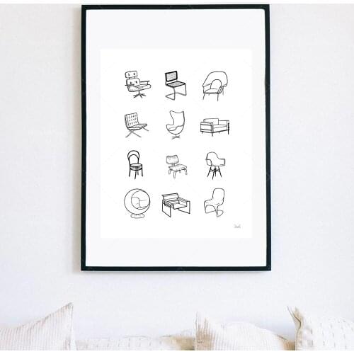 Iconic Chairs in History-Modern Art Prints Home Decor Art Posters