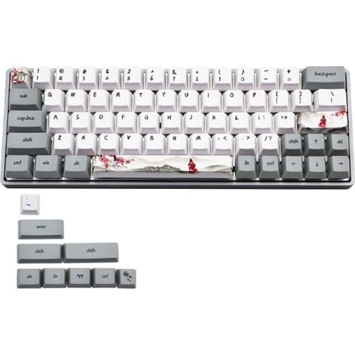73 Keys Dye Sublimation Mechanical Keyboard Cute Keycaps PBT OEM Profile Keycap Snowflake Plum For GH60 GK61 GK64 Keyboard