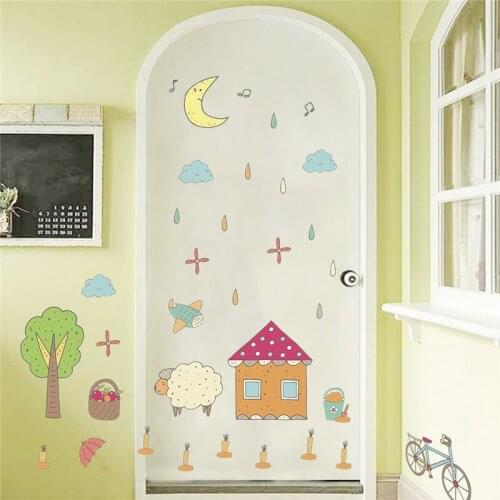 Cartoon Village House Wall Stickers For Kids Room Bedroom Home Decor Pastoral Scenery Mural Art Diy Pvc Decals Posters