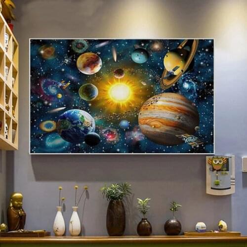 The Milky Way Planets Art Wall Pictures Cosmic Landscape Poster Print Astronomical Wall Art Paintings for Bedroom Decor Cuadros