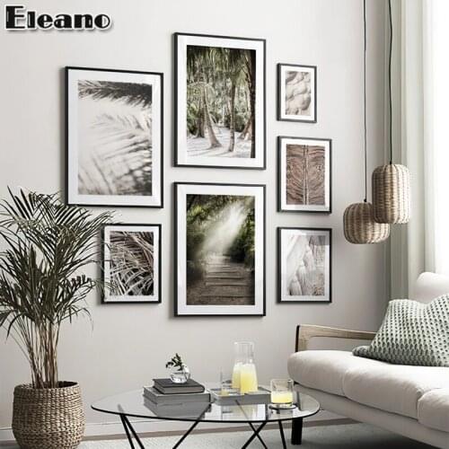 Green Big Leaves Tropic Canva Painting Wall Art Landscape Poster and Prints for Living Room Home Decor Painting HD Picture