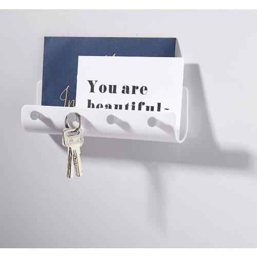 Wall Key Holder Rack Post Organizer Letter Box Mail Door Hanger Wall Mount 4 Hooks Home Hooks Tools Sundries Organizer U3