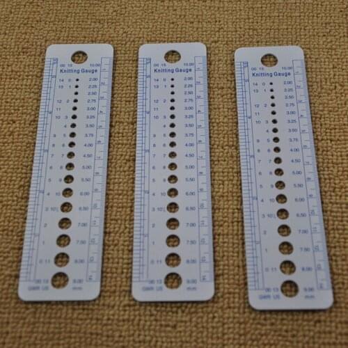 New 1pc Plastic Knitting Needle Gauge Inch Cm Ruler Tool (US UK Canada Sizes) 16 X 4 Cm Costura Sewing Accessories Tools
