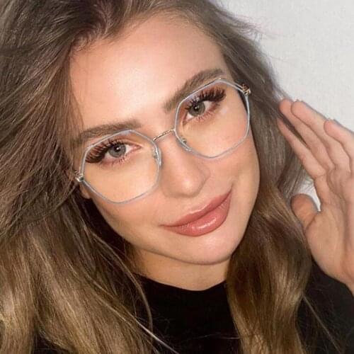 Fashion Candy Color Blue Light Glasses Women Unique Brand Eyeglasses Frame Irregular Metal Myopia Optical Eyewear Rest Comfort