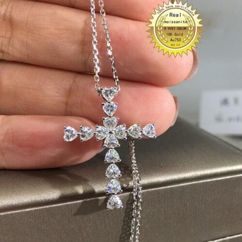 Solid Au750 18K gold Necklace 2.8ct moissanite Diamond DVVS color With national certificate 004