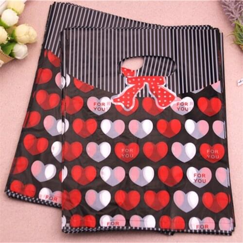 Wholesale 100pcs/lot 20*25cm Luxury Fashion Wedding Favors and Gifts Packaging With Multi Heart Medium Bolsas de Plastico