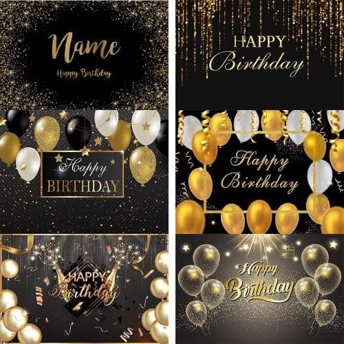 Happy Birthday Golden Glitter Backdrop for Photography Balloons Twinkle Twinkle Star Party Decoration Supplies Photo Background