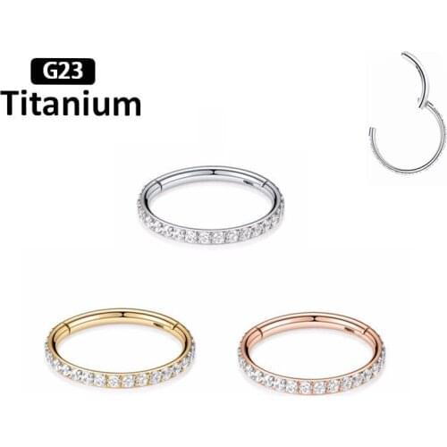 1PS New G23 Titanium Zircon stone hight Segment Rings Open Small Septum Piercing Nose Earrings body piercing jewelry