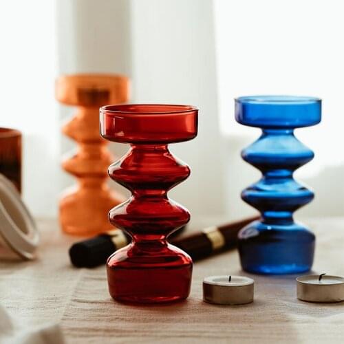 Glass Candle Holder For Tealight Europe Glass Candlestick Home Decoration Crystal Pillar Candle Stand Wedding Candelabra