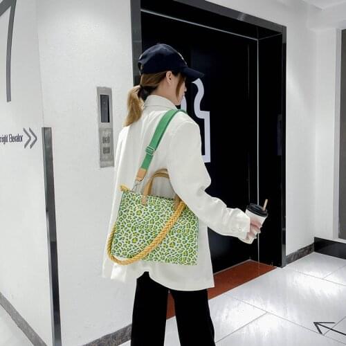 Designer Leopard Shoulder Bags for Women Two Strap Braided Ladies Crossbody Shopper Bag Fashion Female Tote Handbag Aesthetic