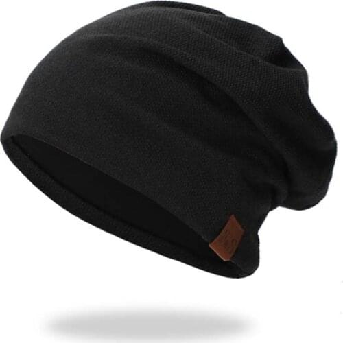 Thermal Elastic Beanies Caps Casual Lightweight Knit Cotton Windproof Warm Hat Autumn Winter Outdoor Sports Running Hiking Cap