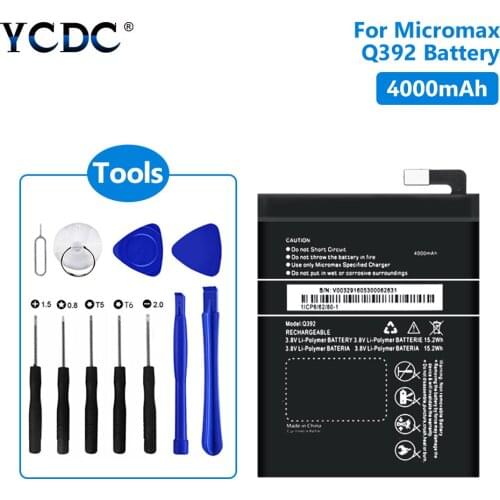 High Quality 4000mAh 3.8V Battery For Micromax Q392 Replacement Lithium Polymer Mobile Phone Batteries Free Tools