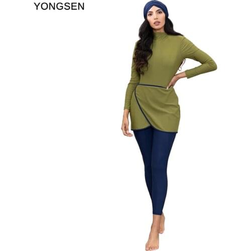 YONGSEN Women islamic Muslim Swimwear Burkinis Islam Swimsuit Bikini Beachwear Modest Plus Size Bathing Suit 3PCS