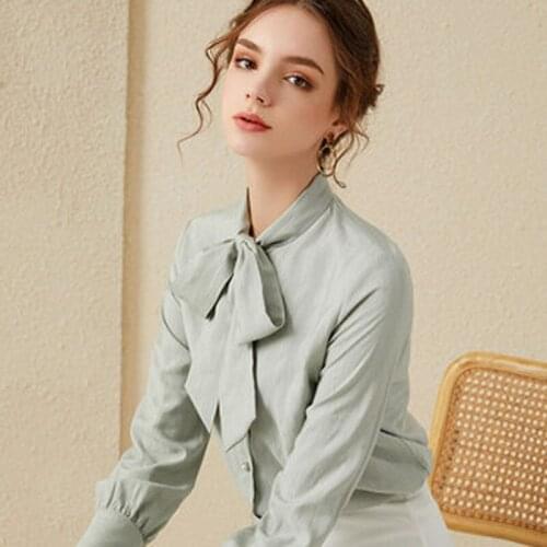 Womens Spring Autumn Style Shirt Womens Button Bow Long Sleeve Sequined Elegant Casual Tops SP855