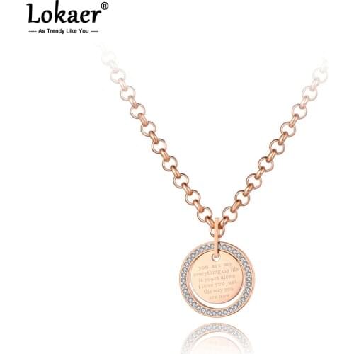 Lokaer Trendy Mosaic CZ Crystal Tag Charm Pendant Necklaces For Women Titanium Stainless Steel Choker Necklace Jewelry N19142