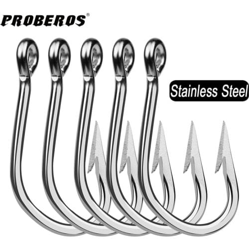 PROBEROS 1Pack Ocean Boat Fishing Saltwater Fishing Hooks Sword Hooks 6/0-7/0-8/0-9/0-10/0-11/0-12/0# Stainless Steel Fishhooks