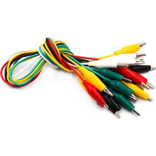 10Pcs 5 colors 30cm length double-ended alligator clips jumper wire mini test clips DIY test cable test folder test hook clip