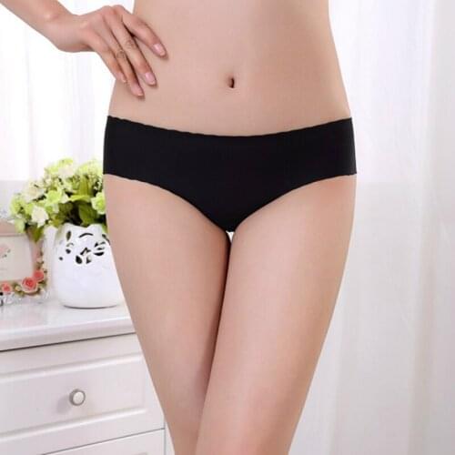 3pcs Ultra-Thin Comfort Underwear Seamless Panties for Women Sexy Pink Briefs Ice Silk Tangas Calcinha