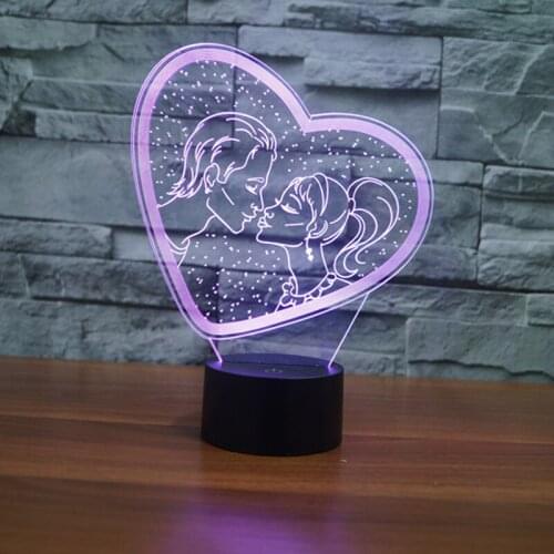 3D Novelty Light lampada Led Heart Table Lamp Usb 7 Color Changing Lover Kiss 3d night light Romantic Wedding decoration