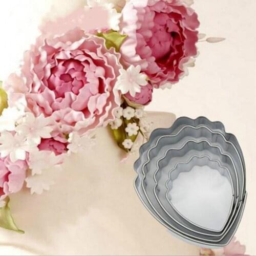 4pcs Peony Flowers Cake Fondant Plunger Cutter Decorating Mold Sugar Baking mold kitchen tool Sugarcraft Cookie Mould