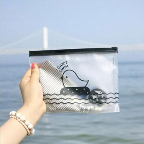 5pcs /lot Kawaii Cartoon Chick Matte Waterproof Pencil Bags Transparent Pencil Case Storage Organizer Bag Stationery Bag