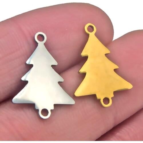 5pcs/lot Stainless Steel gold Christmas Tree Charms For Jewelry Making Pendant Finding Accessories DIY Bracelet necklace Choker