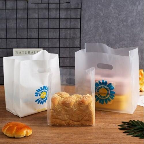 50pcs Frosted Transparent Daisy Baking Portable Plastic Salad Dessert Bread Cake Food Packaging Takeaway Bags