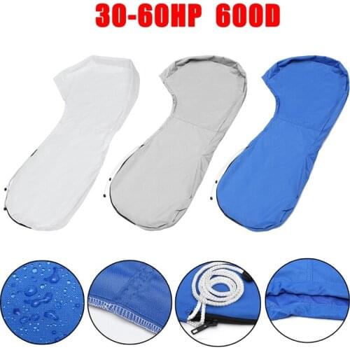 600D Boat Full Outboard Engine Cover Waterproof Engine Motor Covers Protector Blue For 6-225HP