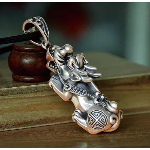 Asia FENG SHUI pocket travel efficacious bring money Mascot exorcise evil spirit good luck silver Dragon PI XIU Pendant Amulet