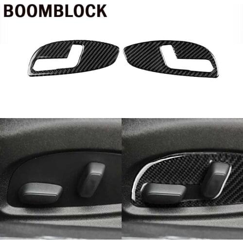 BOOMBLOCK 2PCS Car Seat Adjustment Panel Cover Trim Frame Carbon Fiber Sticker Accessories for Chevrolet Camaro 2017 2018 2019