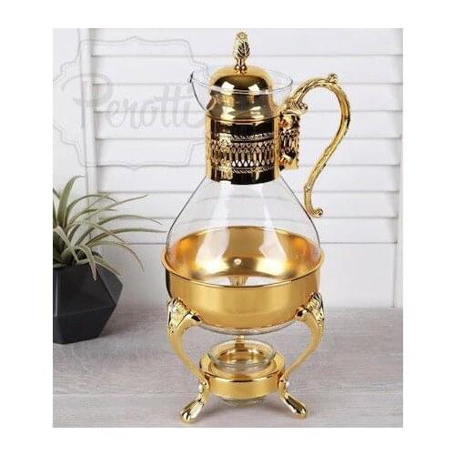 Perotti Bottom Heated Glass Teapot Fondue With Gold Pattern Samovar Tea Arbitrariness
