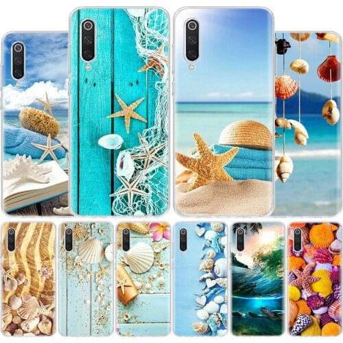 Blue Wood Seashells Sea Star Phone Case For Xiaomi Mi Note 10 11 9 8 10T 9T CC9 5X 6X Poco F1 X3 F2 Pro Lite Ultra A1 A2 A3 Coqu
