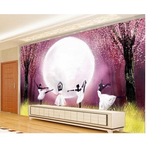 Home Decoration window mural wallpaper Hand painted ballet watercolor TV modern living room wallpapers