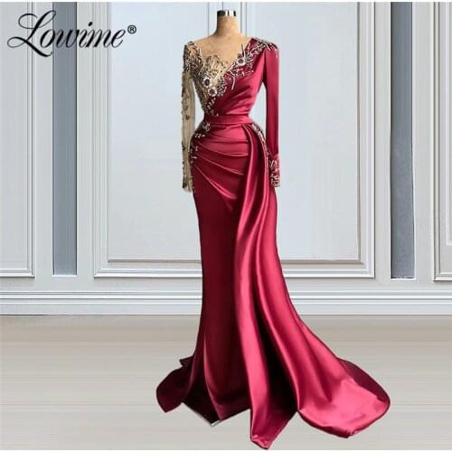 Dubai Evening Dresses Custom Made Beading Crystal Middle East Party Gowns 2021 Robes De Soiree Plus Size Mermaid Long Prom Dress