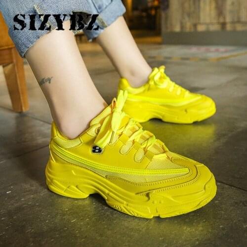 Breathable Sneaker Platform Fashion Summer Shoes Mesh Womens Shoes Flat Casual Yellow Soft Casual Thick Shoes Female Orange