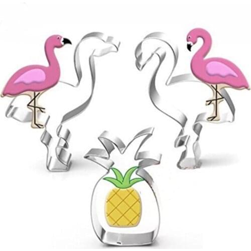 Flamingo/Pineapple/Coconut Tree Shape Cookies Cutters Biscuit Cut for Summer Birthday Decor Kids Hawaiian Luau Theme Party Favor