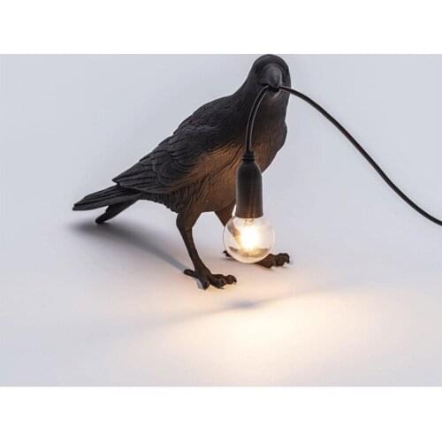 Modern Table Light, Bird Desk Lamp with Switch, Standing Bird Lighting E12 Wall Light Fixture for Living Room, Bedroom, Black