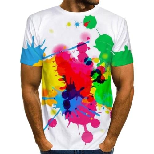 Colorful Pigment T-shirt For Men 3D Print Rainbow Tie Dye T Shirt Pattern Top Graphic Splash Paint Tees